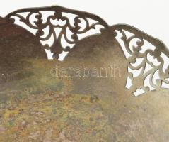 Ezüstözött talpas kínáló, d: 22 cm, m: 14 cm