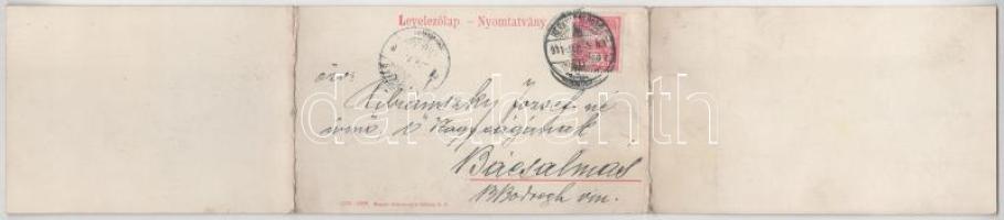 1911 Herkulesfürdő, Baile Herculane; 3-részes kinyitható panorámalap / 3-tiled folding panoramacard