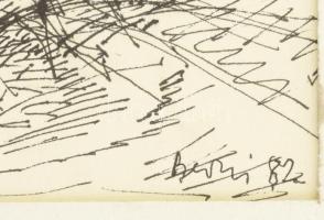 Berki Viola (1932-2001): III. népdalhoz. Tus, papír, jelzett. 32×27 cm. Paszpartuban