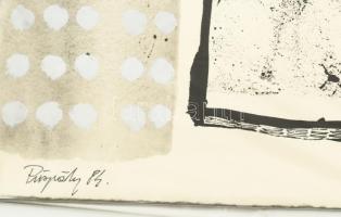 Püspöky István (1950-2018): Segíts! (cím nélkül), 1984. Vegyes technika, papír, jelzett. 50×70 cm