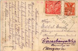 1924 Libetbánya, Libethen, Lubietová; Hostinec, Potravné druzstvo, ev. kostol, rk. kostol / templomo...