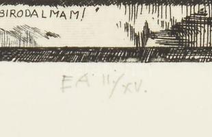 Kovács Imre (1940-2015): Bartók Béla tiszteletére. Rézkarc, aquatinta, papír. Jelzett. Művészpéldány...