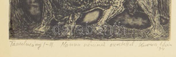 Kurucz István András (1960-): Tanulmány I.-III.. Rézkarc, papír, jelzett. Kurucz István András autog...
