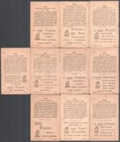 cca 1900 Különböző fajta órák az ókortól a századfordulóig, 10 db-os Franck kávé által kiadott litog...