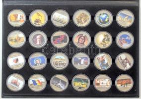 Libéria 2004. 10D "Szabadság pillanatai" multicolor Cu-Ni érmesorozat 24xklf darabja eredeti díszdobozban T:AU (PP) Liberia 2004. 10 Dollars "Moments of Freedom" multicolor Cu-Ni coin set (24xdiff) in original case C:AU (PP)