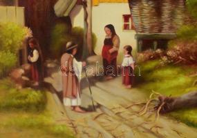 Jelzés nélkül: Kidőlt fa mellett. Olaj, vászon. Két apró lyukkal, kissé sérült fakeretben 50x40 cm