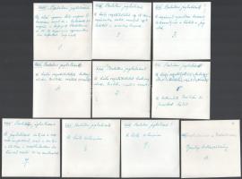 cca 1935 Balatoni jéghalászat fázisai, 10 db-os fotósorozat, hátoldalon részletes érdekes leírással,...