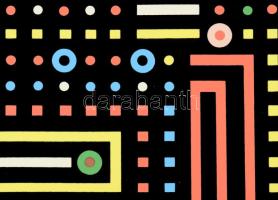 Laloy, Yves (1920-1999): Kompozíció. Szitanyomat, papír, jelezve jobbra lent. Üvegezett fakeretben, ...