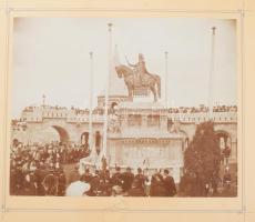 1906 Bp. I., Szentháromság tér, Szent István király lovasszobrának felavatása a Halászbástyánál, nag...