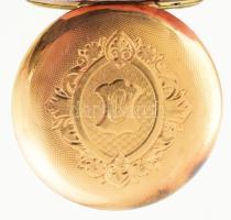 14k arany (Au) női zsebóra. Szerkezet nem működik, üveg lejár , br 30 g, d: 34 mm