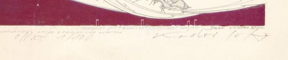 Kádas István (1941- ): A kabarok a szabirokhoz csatlakoznak. Ofszet, papír, jelzett, 1/100 számozáss...