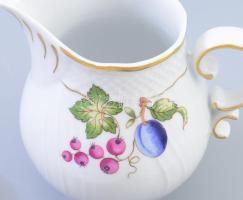 Hollóházi szilvamintás kávés készlet, kávékiöntő nélkül, jelzett, hibátlan