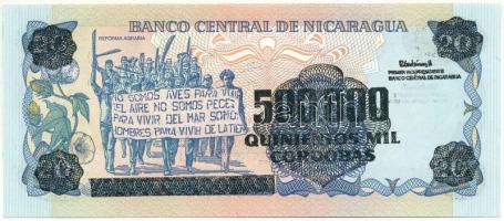 Nicaragua DN (1990) 500.000C felülbélyegzés 20C bankjegyen T:AU
Nicaragua ND (1990) 500.000 Cordoba...