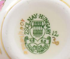 Zsolnay pillangó mintás váza, jelzett, kézzel festett, hibátlan, m: 6 cm