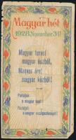 1928 Magyar Hét számolócédula, hátoldalán gyulai Neumann Márton vászon és divatáruraktára cég bélyegzésével, kissé sérült