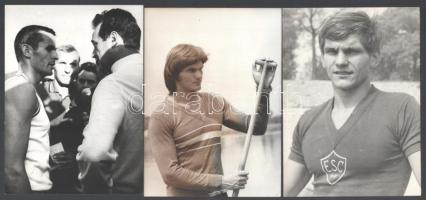 cca 1960 Magyar evezős sportolók korabeli sajtófotói Wichmann, Solti, Urányi, Fábián 5 db 13x18 cm