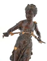 cca 1890-1910, Printemps, Ernest Rancoulet (1870-1915): Nimfa. Bronzírozott spiáter, aranyozott rész...