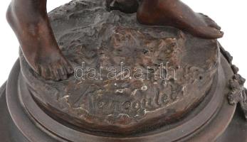 cca 1890-1910, Printemps, Ernest Rancoulet (1870-1915): Nimfa. Bronzírozott spiáter, aranyozott rész...