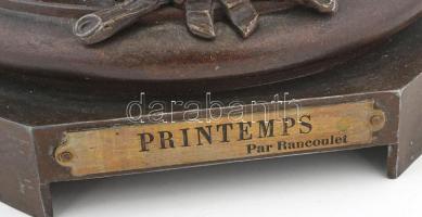 cca 1890-1910, Printemps, Ernest Rancoulet (1870-1915): Nimfa. Bronzírozott spiáter, aranyozott rész...