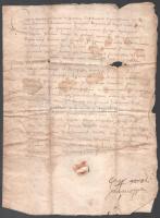 1541 Galaci (Galaczy) More Péternek adományozott királyi birtokokról (Galac Erdély, Galati Transylvania, Ro) szóló bizonyságlevél. Gaff sereti várnagya aláírással.