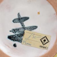 Várdeák Ildikó ugrasztott mázas váza, jelzett, kopással, m: 31 cm