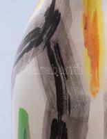 Kerezsi Gyöngyi vintage váza, jelzett, szájánál kis repedésvonallal, m: 45,5 cm