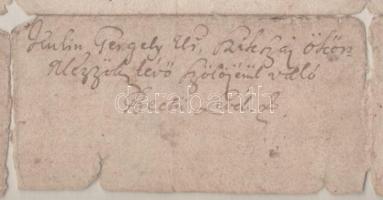 1712 Szikszó, Ökörmezőben található szőlő felbecsüléséről szóló levél Kulin Gergely részére. A város...