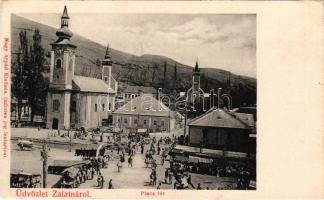 1908 Zalatna, Zlatna; Piac tér, templomok. Nagy Árpád kiadása / square, churches