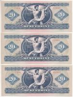 1975. 20Ft (3x) sorszámkövető "C 654 113660 - C 654 113662" T:UNC,AU 
Adamo F16
