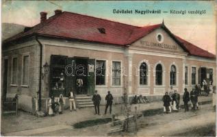 1914 Nagyilva, Felsőilva, Ilva Mare; Községi vendéglő. Kozák Macedon fényképész saját levele és kiadása (rendeléssel kapcsolatos reklamáció) / restaurant. Publisher's letter (Rb)