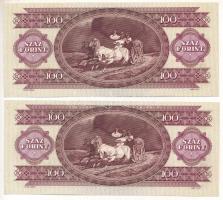 1989. 100Ft (2x) sorszámkövetők "B 978 097121 - B 978 097122" T:XF 
Adamo F37