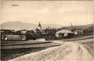 1913 Abos, Obisovce; út, templom. Divald Károly fia / street and church