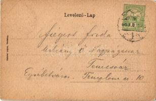 1900 Versec, Werschetz, Vrsac; 1848-as honvéd emlékszobor. Szecessziós címeres litho, Kehrer Lajos k...
