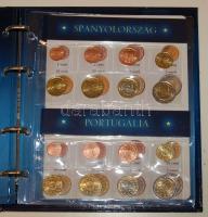 Európai Unió 12 alapító tagország forgalmi pénzei szettekben, gyűrűs albumba rendezve, rövid ország ...