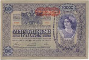 Ausztria 1918. 10.000K vízszintes "DEUTSCHÖSTERREICH" felülbélyegzéssel, "1275 84055" T:XF Austria 1918. 10.000 Kronen, with horizontal "DEUTSCHÖSTERREICH" overprint, "1275 84055" T:XF Krause 65.