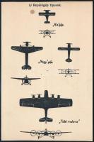cca 1935 72. Honvédelmi jelzőutasítás melléklete repülőgépek és felségjelzések 10x15 cm