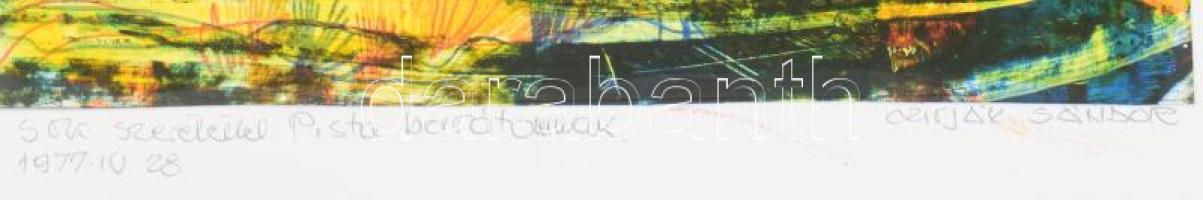 Czirják Sándor (?-?): Színes táj. Olaj, karton, jelzett, kartonra ragasztva, 11x22 cm