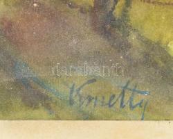 Kmetty jelzéssel: Dombos táj. Vegyes technika, papír. 26,5x39,5 cm. Üvegezett fakeretben, hátoldali ...