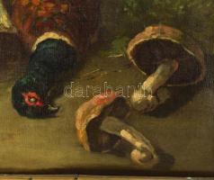 Jelzés nélkül, XIX. sz. második fele: Vadászcsendélet fácánnal. Olaj, vászon. Hátoldalán régi MNG ki...