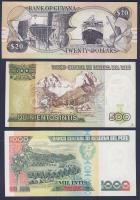 Guyana 1996. 20$ T:I + Peru 1987-88. 500I, 1000I T:I
