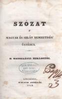 Wesselényi Miklós:  Szózat a' magyar és szláv nemzetiség' ügyében. B. Wesselényi Miklostól. Lipcsében, 1843. Wigand Ottónál (Nyomatott Hálában, Heynemann Eduárd' betűivel). VIII + 372 + [2] p. Első kiadás. Wesselényi Miklós (1796-1850) a reformkori erdélyi és magyarországi ellenzék egyik vezéralakja. Az Erdélyben nevelkedett Wesselényi Miklós Széchenyi István mellett járta be Európát, és lett előbb az erdélyi, majd a magyarországi reformmozgalom központi alakja. Kompromisszummentes tevékenysége miatt mind az erdélyi, mind a magyar királyi tábla perbe fogta. Büntetését részben száműzetésben töltötte. Szenvedélyes hangon megírt politikai vitairata száműzetés közbeni gyógykezelése során készült. A nemzeti szabadelvű szellemben megírt értekezés orosz hatalmi törekvéseket érzékel Kelet-Európa-szerte. Wesselényi úgy látja, hogy az organikusan kifejlődő szláv nemzeti ébredés mögött orosz izgatás is munkál, azzal a céllal, hogy Közép- és Kelet-Európa valamennyi szláv (és nem szláv, de ortodox) népét egyetlen, mégpedig zsarnoki természetű államalakulatban tömörítse. Wesselényi úgy látja, hogy a pánszláv és pán-ortodox terjeszkedés érdemi ellenszere az lehet, ha a balkáni kisállamokban saját hagyományokra támaszkodó alkotmányos rendszer jön létre, Közép-Európa birodalmaiban pedig a megreformált alkotmányosság képes lesz magyar, illetve német vezetéssel egyesíteni a soknemzetiségű politikai nemzetet. A szerző nagyívű fejtegetéssel elemzi a magyarországi nyelvpolitikát, és úgy látja, hogy az eljövendő politikai alkotmányosság a honi nemzetiségek és a magyarság között érdekközösséget teremt majd. A geopolitikai vizsgálódásokban gazdag értekezés kitér a francia-német viszályra, illetve áttekinti a pánszláv gondolat motorjaként szolgáló, ám önös érdekeket szolgáló Oroszország politikai fejlődéstörténetét. Az enyhén foltos címlapon régi tulajdonosi bejegyzés, illetve gyűjteményi bélyegzés. Példányunk levelein halvány foltosság. Poss.: A kiskunhalasi református gimnázium könyvtára. Aranyozott gerincű korabeli félvászon kötésben, színes festésű lapszélekkel. Jó példány.