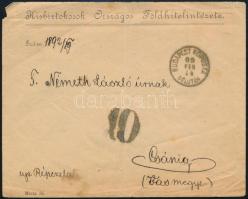 1889 Levél bérmentesítés nélkül, "10" portóbélyegzéssel