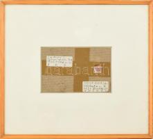Lakner László (1936-): Képtárgy Sorozat I. ("Híd"), 1993. Kollázs, bélyeg, karton, jelzett...