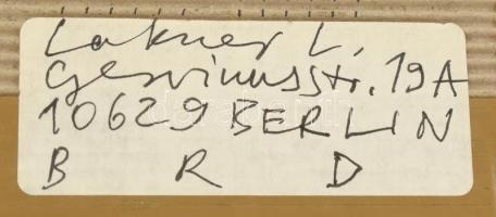Lakner László (1936-): Képtárgy Sorozat I. ("Híd"), 1993. Kollázs, bélyeg, karton, jelzett...