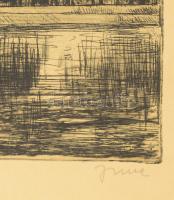 Imre István (1918-1983): Dunapart (Budapest). Rézkarc, papír, jelzett, kartonra kasírozva, lap alja ...