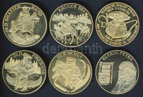 Németország 1992. "Karl May" 6 klf db aranyozott ffém emlékérem T:PP