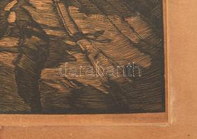 Nagy Nándor (1894-1979): Kanyargó út (Erdély?). Linómetszet, papír, jelzett, paszpartuban, 20,5×21,5...