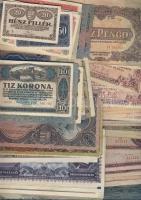 113 db klf magyar bankjegy korona-, pengő-, forint-időszakból jobbakkal, Adamovszky-katalógus alapján rendezve, variánsokkal T:II,II/III,III