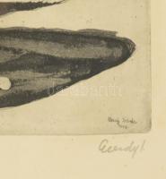 Élesdy István (1912-1987): Tél. Rézkarc, papír, jelzett. Üvegezett, kissé sérült fakeretben, 19×23 c...