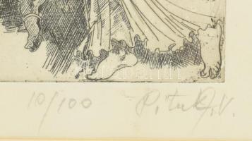 Pituk József Viktórián (1906-1991): Antik jelenet. Rézkarc, papír, jelzett, számozott (10/100). Deko...